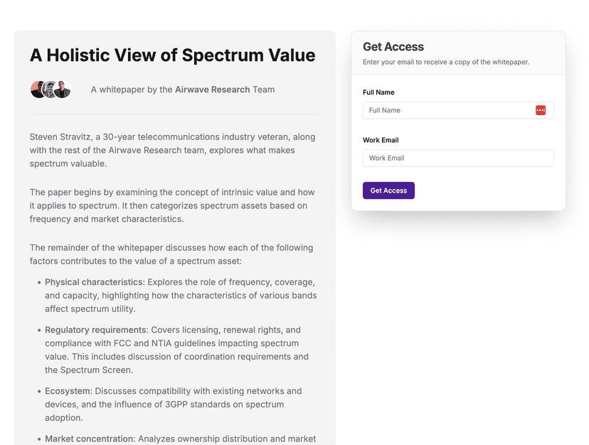 Whitepaper Release: A Holistic View of Spectrum Value